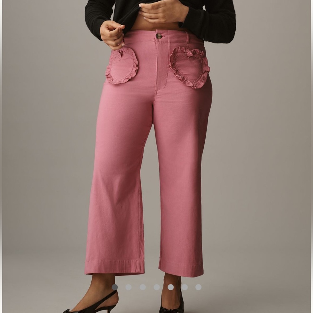 Anthropologie COLETTE pants with  Heart Pockets **pink**